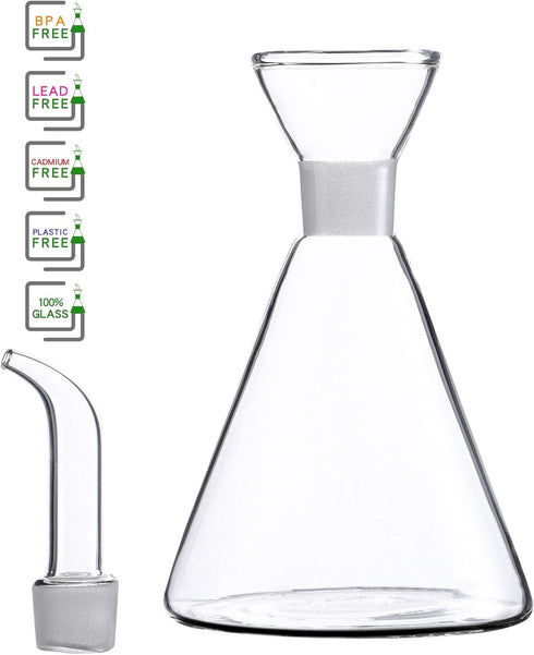 HAIZEEN 9 oz / 250 ml Glass All-Purpose Cruet, Glass Oil Decanter and Cruet (Cone-9 oz, Smooth surface)...