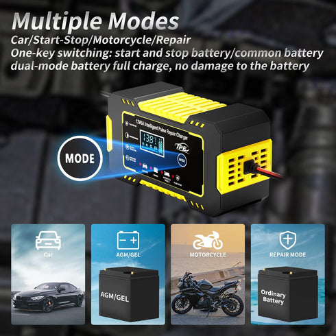 TPE Car Battery Charger 6 Amp 12V Battery Charger Automotive, Trickle Charger for Car Battery Smart Battery Charger for Lead Acid Batteries Car Tr...