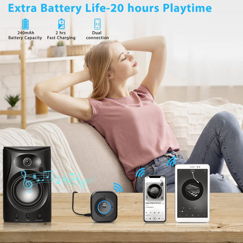 iDIGMALL 2023 Latest Bluetooth 5.3 Audio Receiver for Speaker, Wireless 3.5mm Aux Hi-Fi Music Adapter w/Noise Cancelling Mic & Hands-Free for Car ...