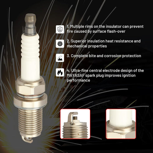 MAYASAF Spark Plugs 4644 Automotive Replacement Ignition Plug for Audi 2005-13 A3 08-16 A5 10-16 Q5, for Passat 2006-10 Seat type Flat, Thread Dia...