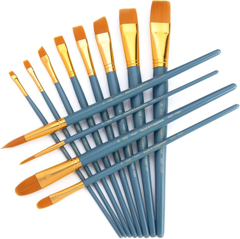 Royal Brush Manufacturing Royal and Langnickel Zip N' Close 12-Piece Brush Set, Medium Gold Taklon...