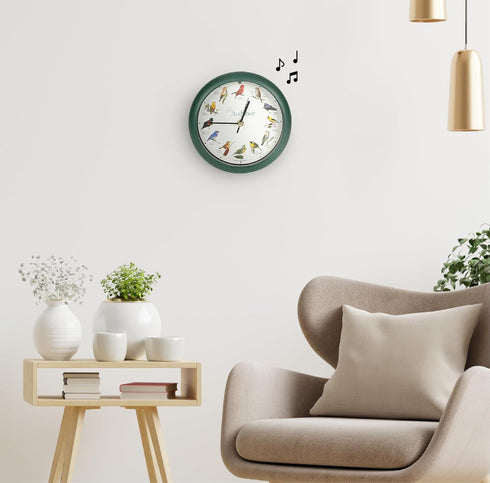 Mark Feldstein, Audubon Singing Bird Clock, 8 Inch, Green...