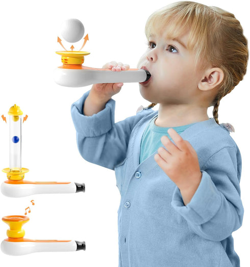 TOP BRIGHT 3-in-1 Montessori Toy for Toddler with Whistle, Ball Blowing, Floating Blow Pipe Balls – Sensory Baby Toy, Fine Motor Skills, Learning ...