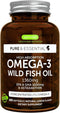Super Concentrated rTG Omega 3 Wild Fish Oil 1000mg, Clean Label Free from Environmental Toxins, EPA DHA, 2:1 Ratio, Non-GMO, Astaxanthin 1mg, Lem...