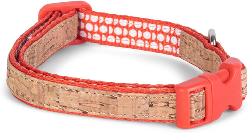 The Dodo Cork Dog Collar, Red Dodo Print; Size Large; Cork Material Collar for Dogs, Everyday Pet Apparel; Adjustable Snap Together, Pinch Release...