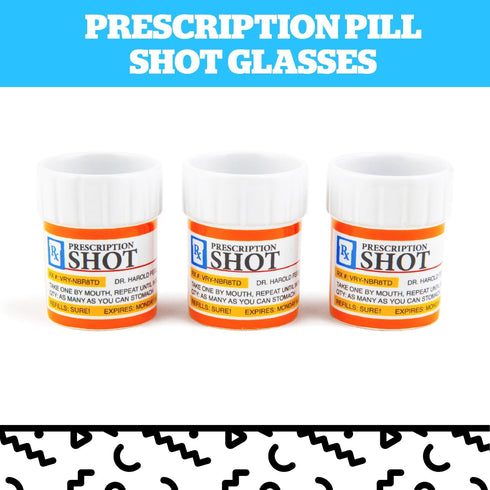 BigMouth Inc Prescription Pill Bottle Shaped Shot Glass Set, Funny Novelty Shot Glasses, 3-Pack, 2 fluid ounces...