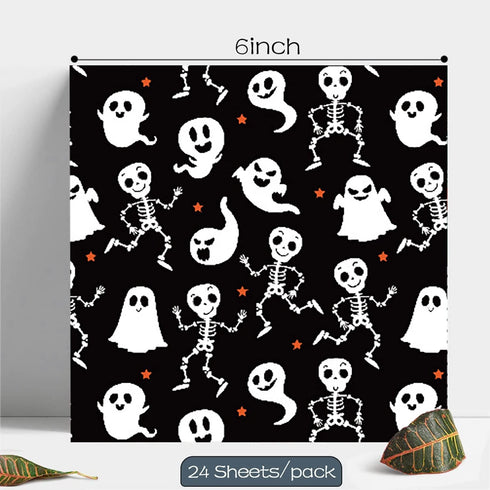Scrapbook Paper Pad - 6"×6” - 24 Sheets Halloween Scrapbooking Supplies Kit - 160gsm Single-Sided Pattern Paper, Designer Planner Paper, Junk Jour...