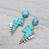 Natural Western Turquoise Lightning Bolt Stud Hoop Dangling Earrings Necklace Bohemian for Women Jewelry Flower Vintage Ethnic Statement Holiday...