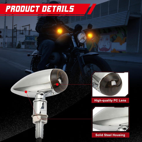 INNOGLOW Motorcycle Bullet Turn Signals Light Universal Front Rear Blinker Indicator for Suzuki Yamaha Kawasaki Harley Davidson Choppers/Cruisers ...