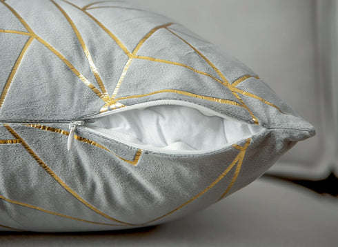 YONGLIU Pack of 2 Velvet Cushion Cases Decorative Gold Foil Geometric Pattern Throw Pillow Covers for Modern Homes Couch Sofa Bedroom Living Room(...