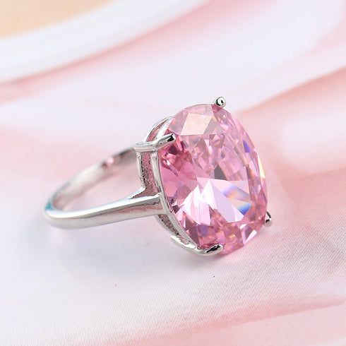 ASFKIPMF Women 925 Silver Oval Cut Pink Topaz Gemstone Gp Pink Austria Crystal Lady Bridal Wedding Engagement Zircon Cushion Cut Super Light Pink ...