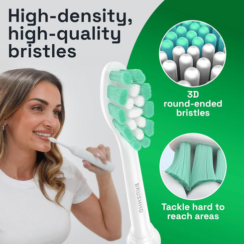 Brushmo Plaque Control Replacement Toothbrush Heads, Compatible with Philips Sonicare Click-on Electric Toothbrush Handles, 8 Standard Replacement...