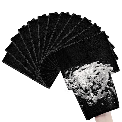 12 PCS Korean Exfoliating Mitt Deep Exfoliator Gloves Cloth Bath Body Scrub Towel Shower Washcloth Visibly Lift Away Dead Skin (Black)...