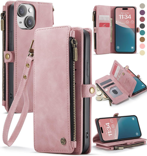 Defencase Compatible with iPhone 13 Mini Case Wallet with RFID Blocking Card Holder for Women Men, PU Leather Magnetic Snap Flip Zipper Strap Wall...