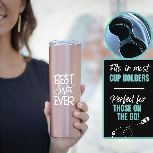 Coffee Sister Cup Tumbler - Cafe Travel Cup Gifts for Sisters & Brothers - Christmas, Birthday Present...