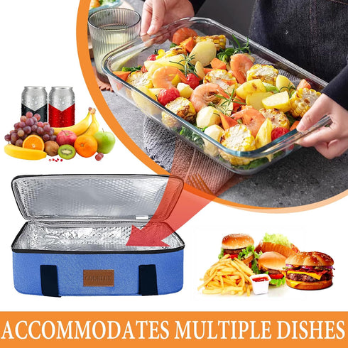 Insulated Casserole Carrier - Single Layer Design, Thermal Bag for Hot&Cold Food Transport, Fits 9x13 Casserole Dish, Leak-Proof, Durable Nylon, Z...