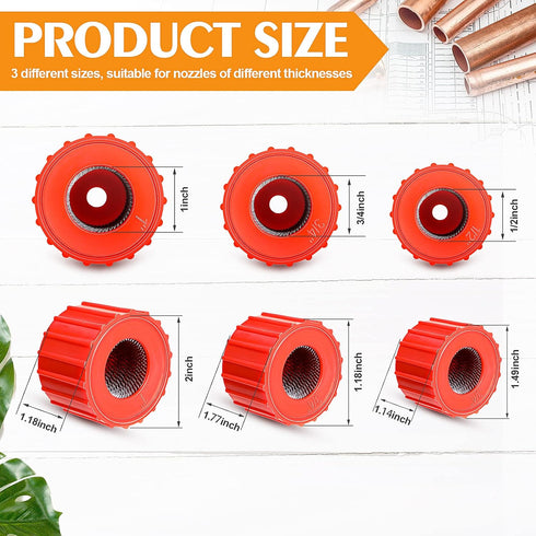 6 Pieces Copper Pipe Cleaners Include 12 Inch, 34 Inch, 1 Inch Handy Sized Plumber, Tube Cleaning Brush for Copper, Red Different Size Copper Pipe...