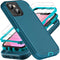 for iphone 13 Mini Case, Military Grade 3 in 1 Heavy Duty Shockproof/Drop Proof/Dust Proof Case with 2Pcs Tempered Glass Screen Protector (Blue/Tu...