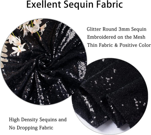Black Sequin Fabric Yard Sequence Dress Glitter Metallic Mesh Sewing DIY Handcraft 1 Yard Shimmer Mermaid Wedding Party Dresses Handmade Materials...