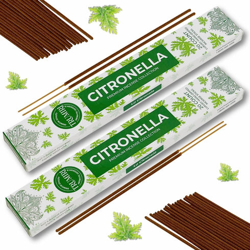 Citronella Incense Sticks for Outdoor Camping - Total 40 Insence-Sticks - Dual Pack of 20 Insense - Inciensos - Inscents - Natural Non Toxic Ingre...