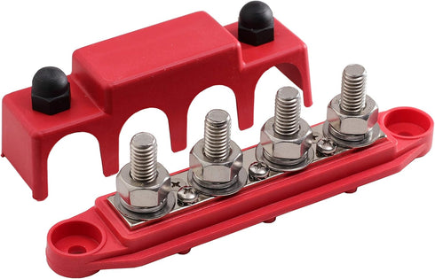 Fastronix 3/8" 4 Stud Stainless Steel Power Distribution Block with Cover...