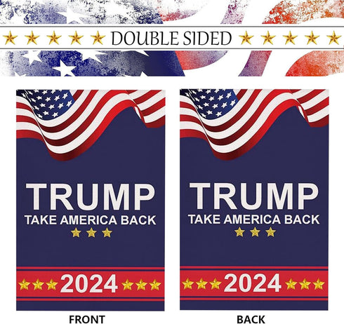 Trump 2024 Garden Flags for Outside,2pcs Trump 2024 Flags,Trump 2024 Yard Sign,Support Trump 2024 Flag,Save USA Again Flags Outdoor Flags 12 * 18 ...