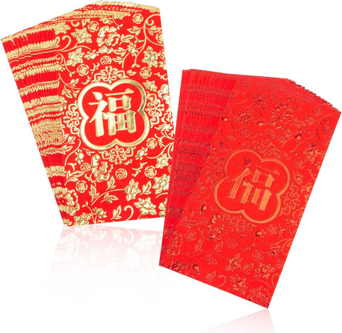 VGOODALL 36PCS Red Envelopes Chinese 2024 Dragon Year,Chinese New Year Hong Bao Packet Red Gold Lucky Money Pockets 6.6x3.5 Inch for New Year Spri...