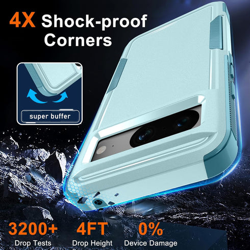 for Google Pixel 8A Case, Full Body Heavy Duty Rugged Shockproof Protective Phone Cover with Lanyard Strap, Tempered Glass Screen Protector and Ca...