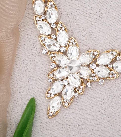 CSY Elegant Crystal Costume Jewelry Sets Flower Leaves Bridal Necklace Earrings Bracelet Set for Bride Bridesmaid Wedding Prom Dress Accessories...