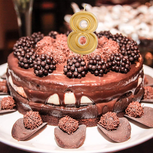 Luter 2.76 Inches Large Birthday Candles Gold Glitter Birthday Cake Candles Number Candles Cake Topper Decoration for Wedding Party Kids Adults (0...