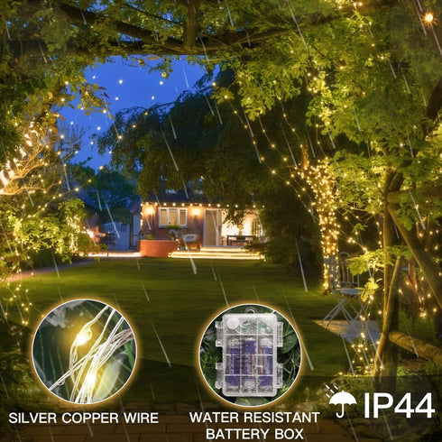 suddus 66ft 200 LED Outdoor String Lights, Warm White Christmas Fairy Light Battery Operated with Remote, Led Twinkle Lights for Bedroom, Dorm, Pa...