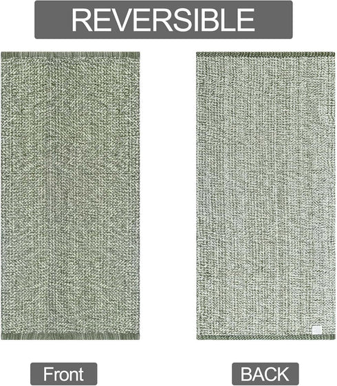 Boho Bedroom Rug,2'x4.3'Olive Green Washable Kitchen Rug Reversible Entryway Rug Throw Rug Farmhouse Hallway Rug Bedroom Floor Carpet for Foyer Ba...
