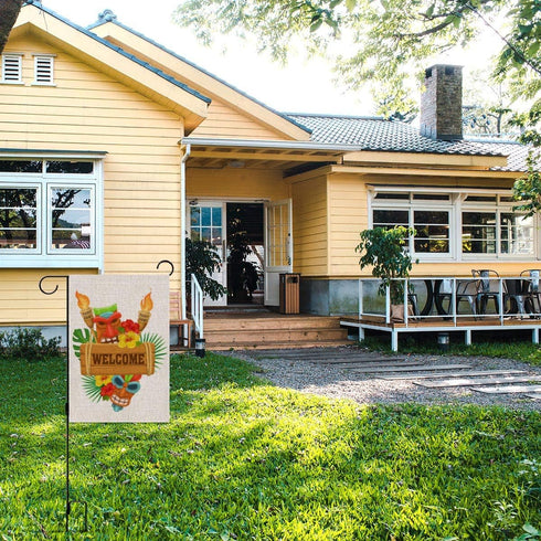 Tiki Bar Garden Flag 12.5×18'' Hawaiian Luau Party Yard Welcome Sign Summer Tropical Pool Beach Party Decoration Outdoor Outside Home House Flag...