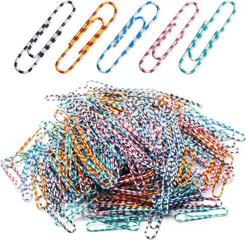 2 Inch Jumbo Paper clips, 300Pcs Large PaperClips, Colored Striped Paper Clips, Great for Office, School, Home and Personal Use...