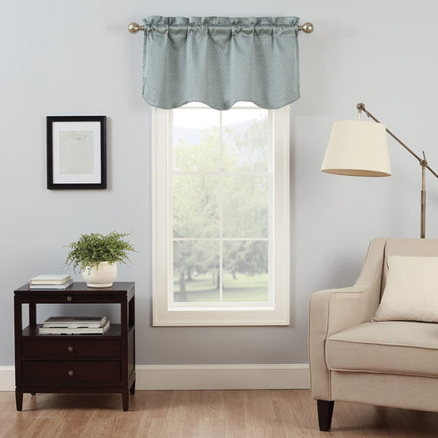 Eclipse Canova Modern Valance Rod Pocket Window Curtain for Kitchen or Bathroom, 42" x 21", River Blue...