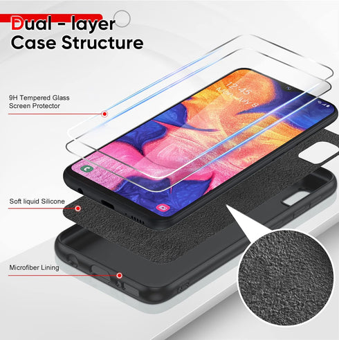 LeYi for Samsung Galaxy-A10e-Phone Case: Samsung A10e Phone Case with 2 Pack Tempered Glass Screen Protector, Liquid Silicone Slim Gel Rubber Prot...