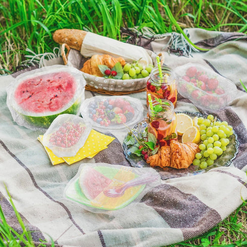 Sukh 100PCS Bowl Covers Reusable - Thickend&Sturdy Plastic Bowl Cover Elastic Food Covers Stretch Reusable Disposable Food Storage Fresh Keeping B...