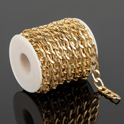 YOUBEIYEE 16.4 Feet Gold Chain for Jewelry Making, Lightweight Gold Plated Aluminum Curb Chain Handmade Decorative Craft Chain...