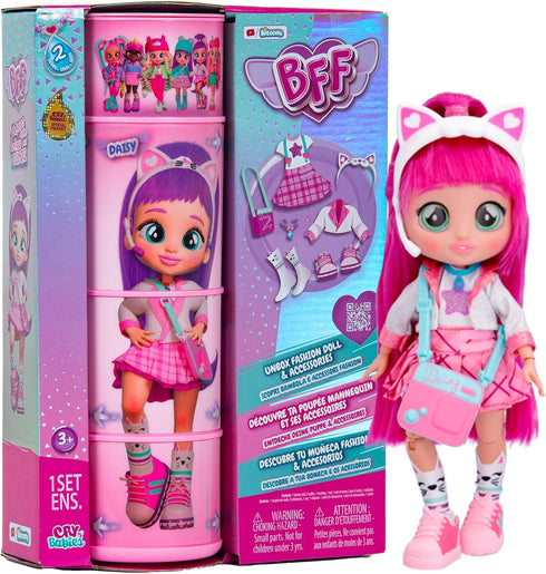 Cry Babies BFF Daisy Fashion Doll with 9+ Surprises including Outfit and Accessories for Fashion Toy, Girls and Boys Ages 4 and Up, 7.8 Inch Doll,...