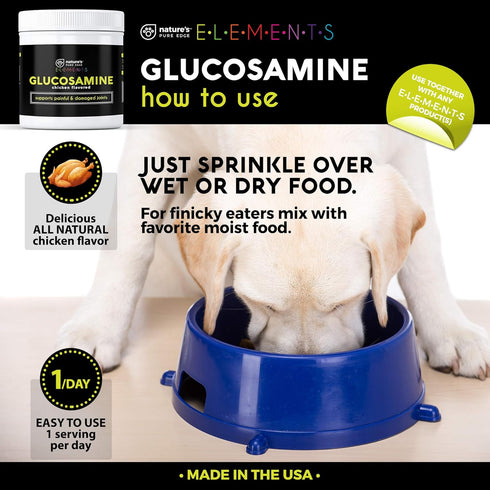 Nature's Pure Edge Original Extra Strength Glucosamine Dog and Cat Supplement Flavored with Real Chicken. Treats Painful and Damaged Joints. 170 g...