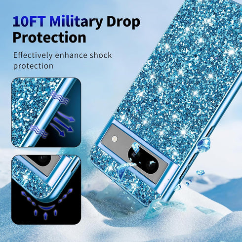 Glitter Case for Google Pixel 8A Phone Case for Women Girls, Slim Ultra Thin Matte Back Shockproof Protective Cover for Google Pixel 8A 5G 6.1-inc...