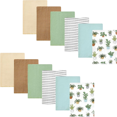 Hudson Baby Unisex Baby Cotton Flannel Burp Cloths Bundle, Plants, One Size...