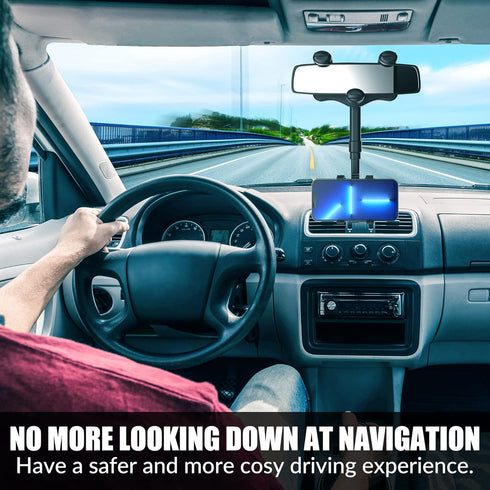 SXhyf Rear View Mirror Phone Holder, 2023 Rotatable and Retractable, Universal Mount, Cell Car Fit for iPhone 11 12 13 14 Pro Max Samsung All Phon...