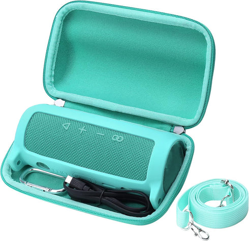 Khanka Hard Travel Case + Silicone Case Replacement for JBL Flip 6 Waterproof Portable Bluetooth Speaker (Teal)...