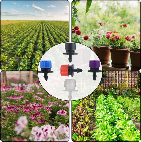 150 Pcs Adjustable Micro Drip Irrigation Sprinklers 1/4 Inch Universal 8-Hole Flow Dripper Garden Irrigation Nozzles for 4mm/7mm Tube Watering Sys...