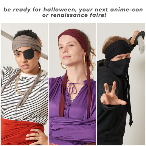 CHARM Japanese Headband Pirate Bandana - Men Ninja Head Wrap Women Hair Band White...