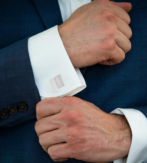 Silver Classic Square Cufflinks for Men with Gift Case Classic Square Brush Shinny Men's Cufflinks Jewelry Set for Wedding Party Anniversary Busin...