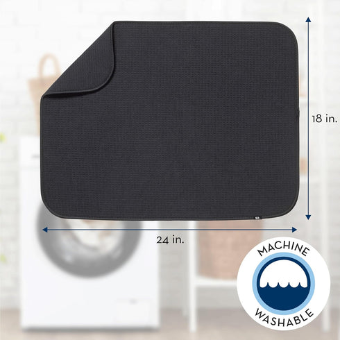 S&T INC. Dish Drying Mat XL, Highly Absorbent Microfiber Kitchen Counter Mat, Dish Drying Pad for Dishes, Utensils, Pots and Pans, Extra Large 18"...
