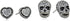 Betsey Johnson CZ Pave Heart & Skull Duo Set of Stud Earrings...