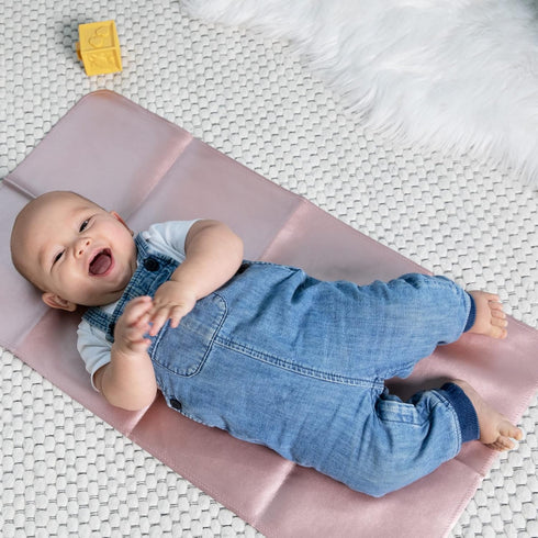 Baby Changing Mat - Wipeable, Portable Changing Pad, Travel Changing Mat for Baby or Small Toddler, Easy to Fold or Roll Up - Faux Leather (Rose G...